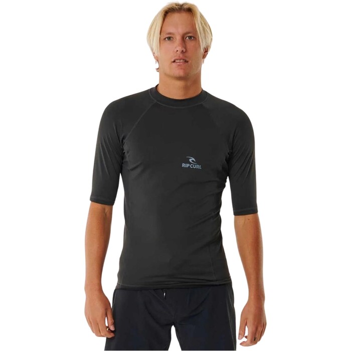 2024 Rip Curl Mens Stack UPF Perf Short Sleeve Rash Vest 149MRV - Washed Black